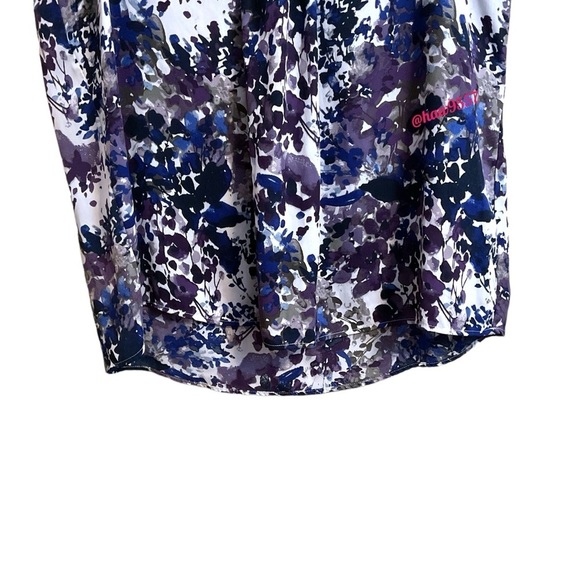 GNW Floral Watercolor Pleated Tank Women's Plus Size 2X Purple Blue Pleated Neck - Picture 6 of 8